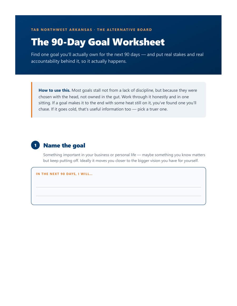 Preview of The 90-Day Goal Worksheet