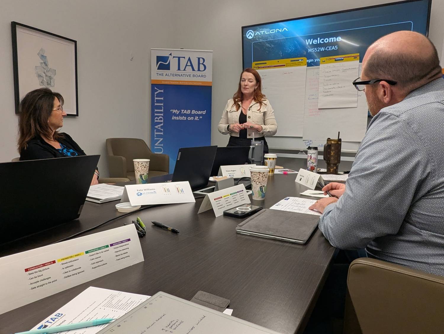 Diana Rogers facilitating a TAB peer advisory board in Northwest Arkansas